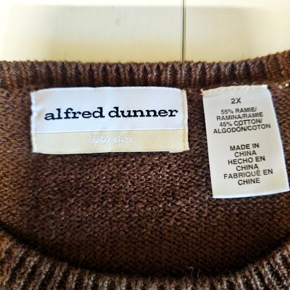 Vintage Fall Leaves Knit Sweater Short Sleeve Alfred Dunner Women's Plus 2X 3645 - Picture 4 of 7